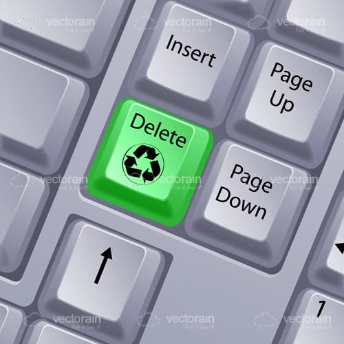 Green Delete Button with Recycling Symbol